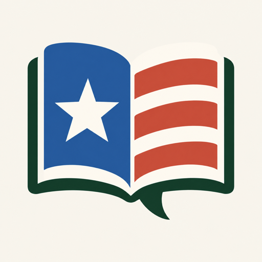 Un diccionario abierto y una burbuja de diálogo con los colores de la bandera de Puerto Rico